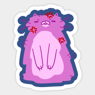 Angry Fluffy Pink Cat Sticker